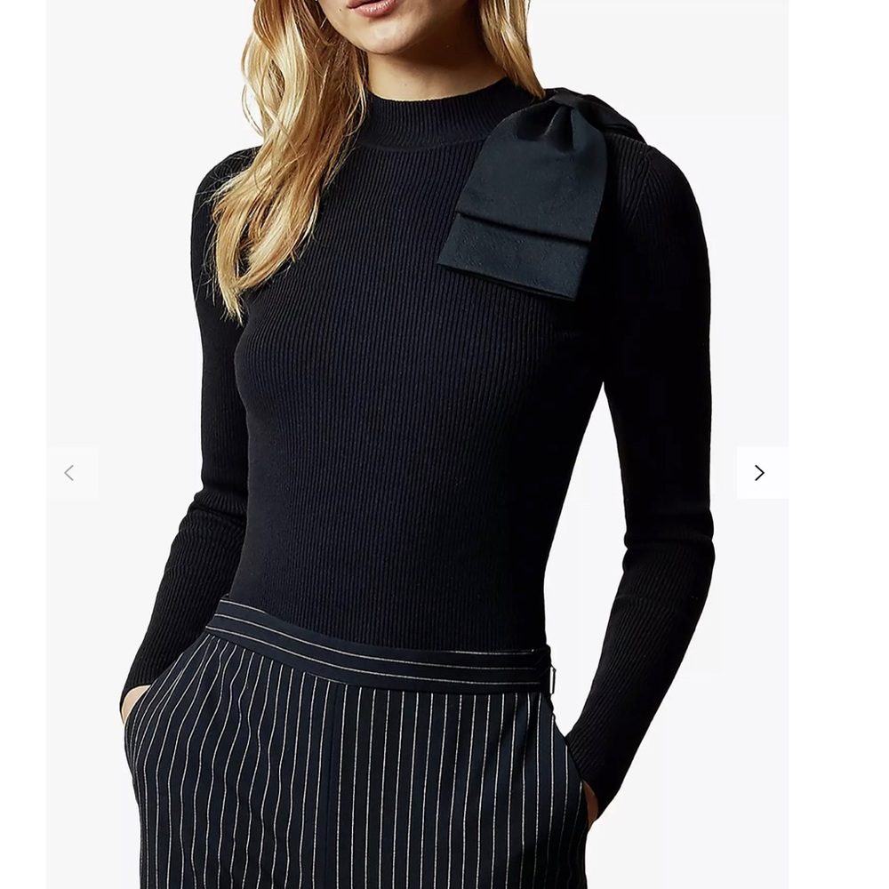 NWT Ted Baker Women’s Ambher Bow Detail Jumper  Sweater Navy Size 2 US 6